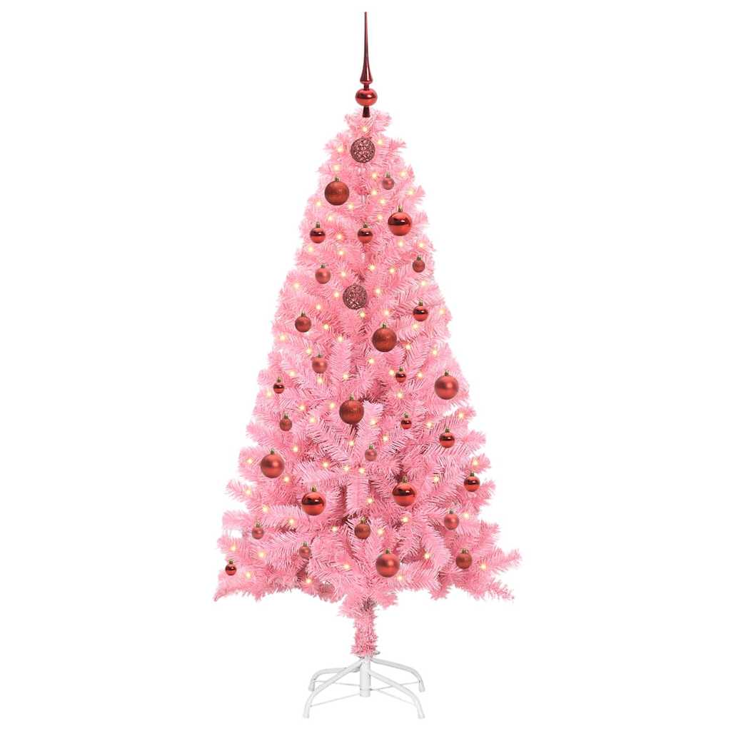 Vidaxl kerstboom met 150 led met standaard roze 150 cm pvc