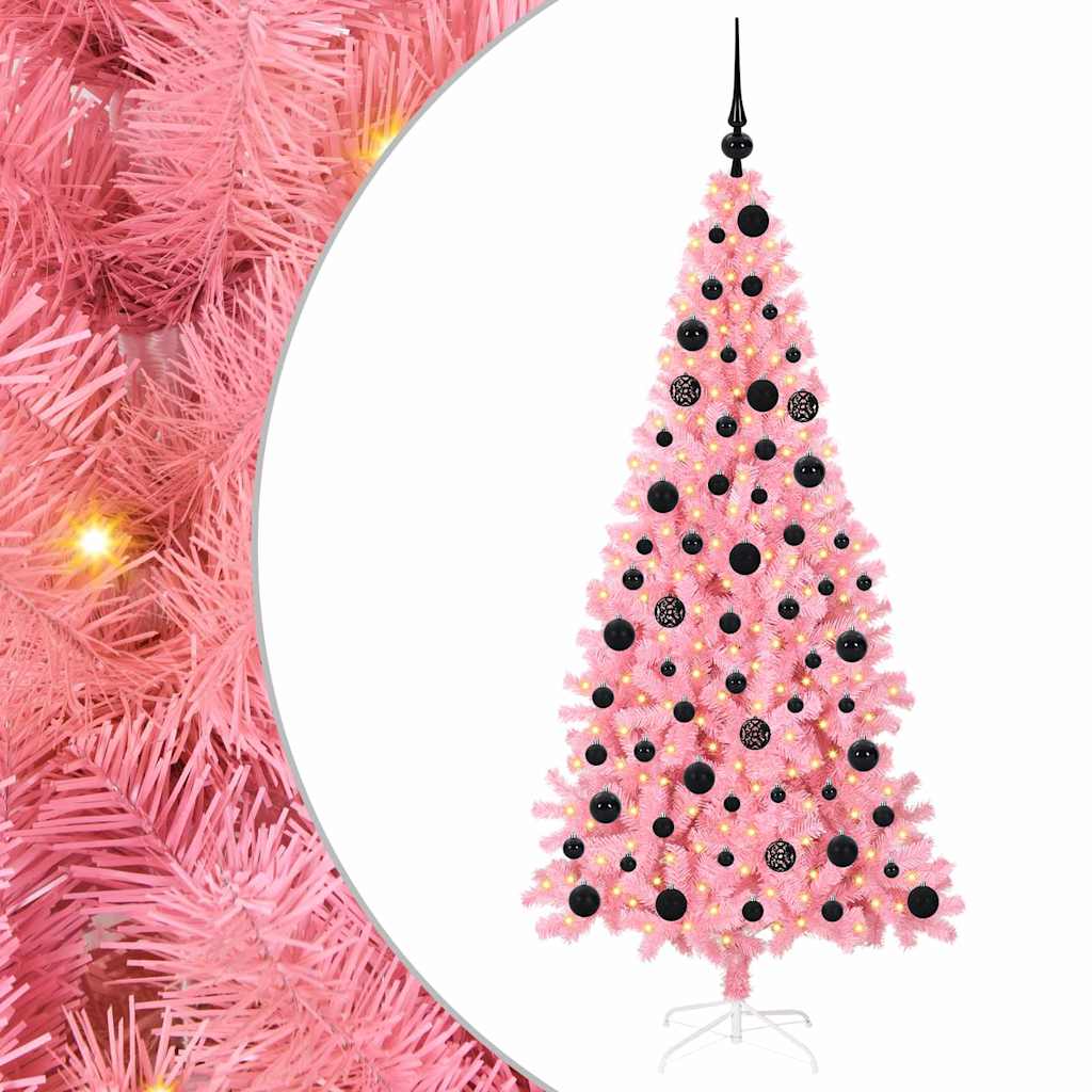 Vidaxl kerstboom met 300 led met standaard roze 180 cm pvc