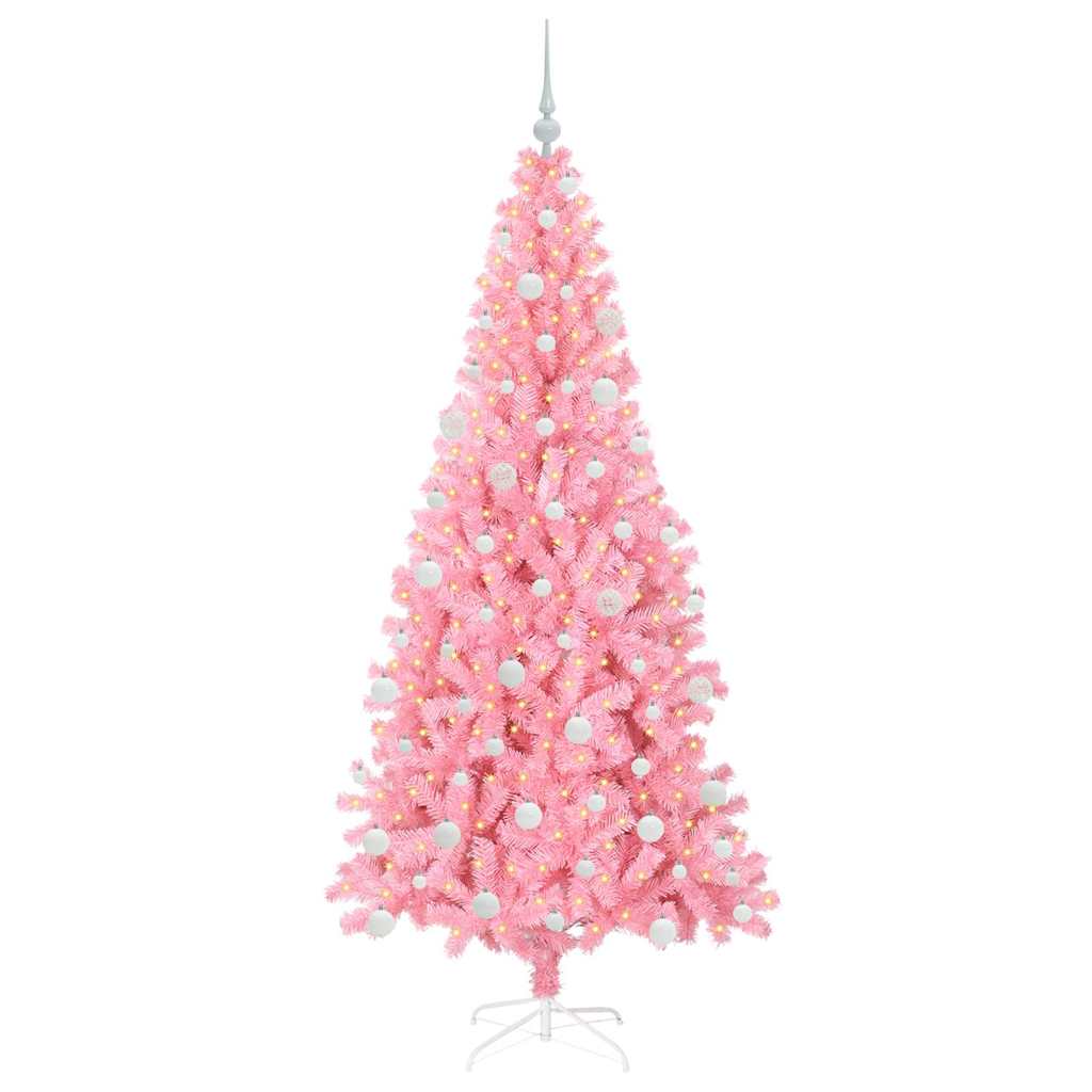 Vidaxl kerstboom met 300 led met standaard roze 180 cm pvc
