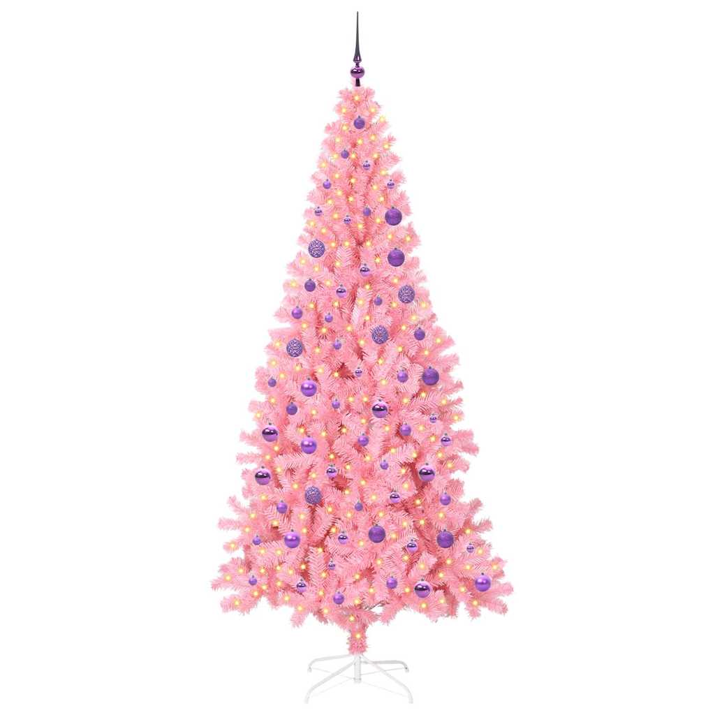 Vidaxl kerstboom met 300 led met standaard roze 180 cm pvc