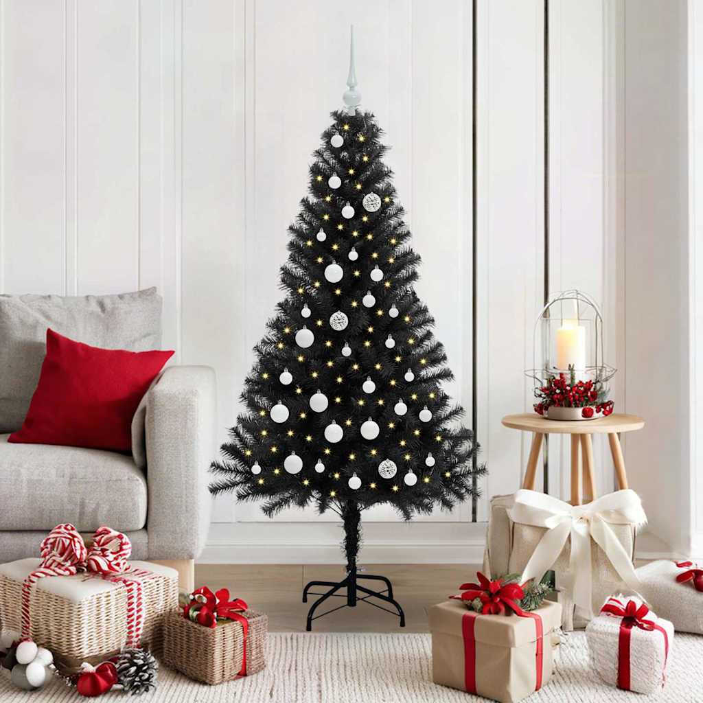 Vidaxl kerstboom met 150 led met standaard zwart 150 cm pvc
