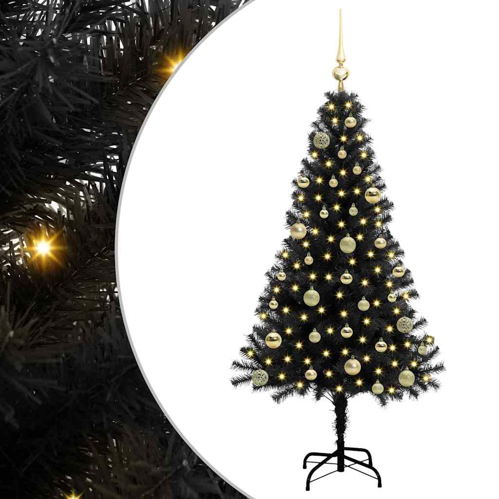 Vidaxl kerstboom met 150 led met standaard zwart 150 cm pvc