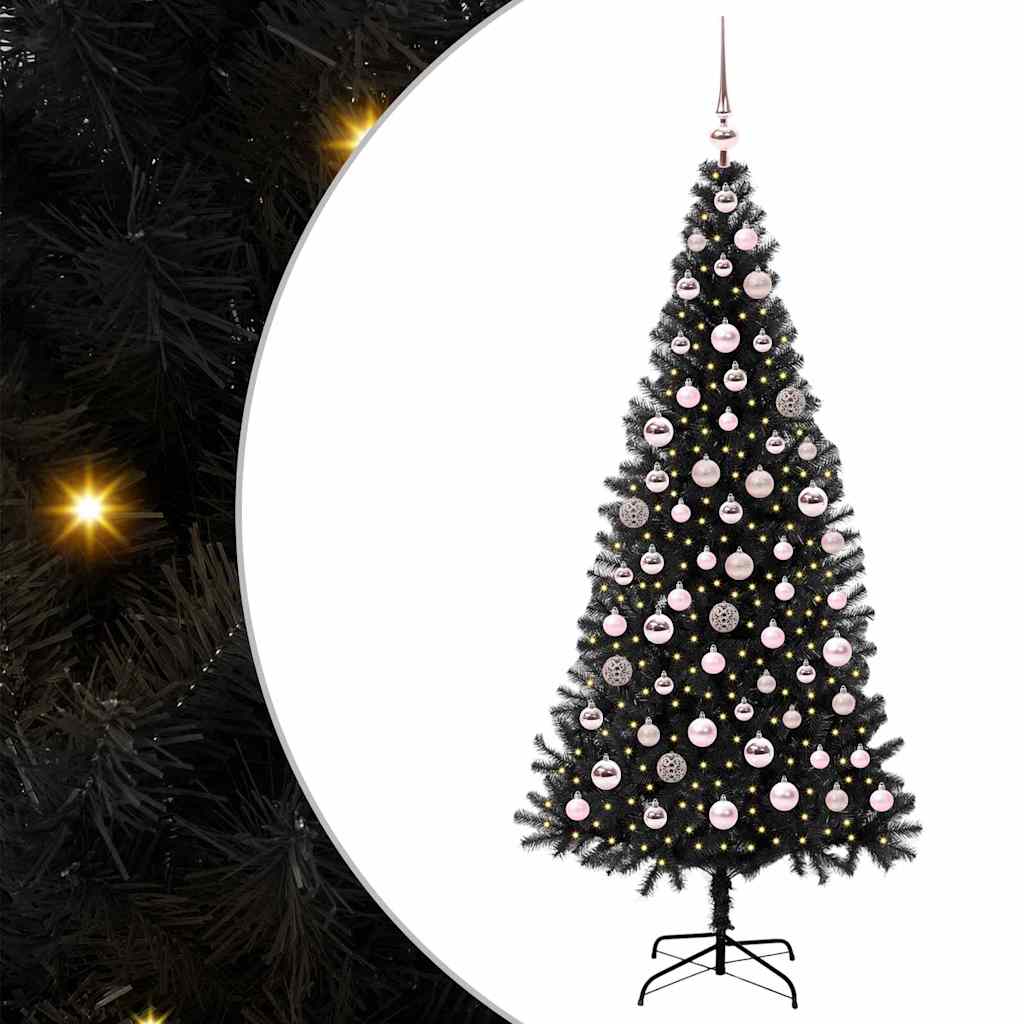 Vidaxl kerstboom met 300 led met standaard zwart 180 cm pvc