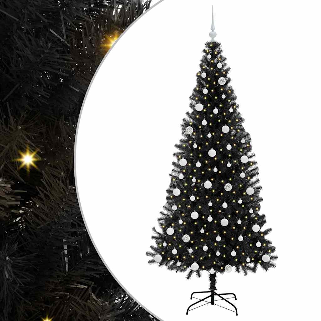 Vidaxl kerstboom met 300 led met standaard zwart 210 cm pvc