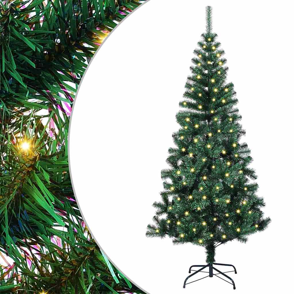 Vidaxl kunstmatig voorverlicht kerstboom groen 150 cm pvc en metaal