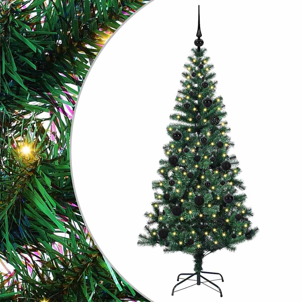 Vidaxl kunstmatig voorverlicht kerstboom groen 150 cm pvc en metaal