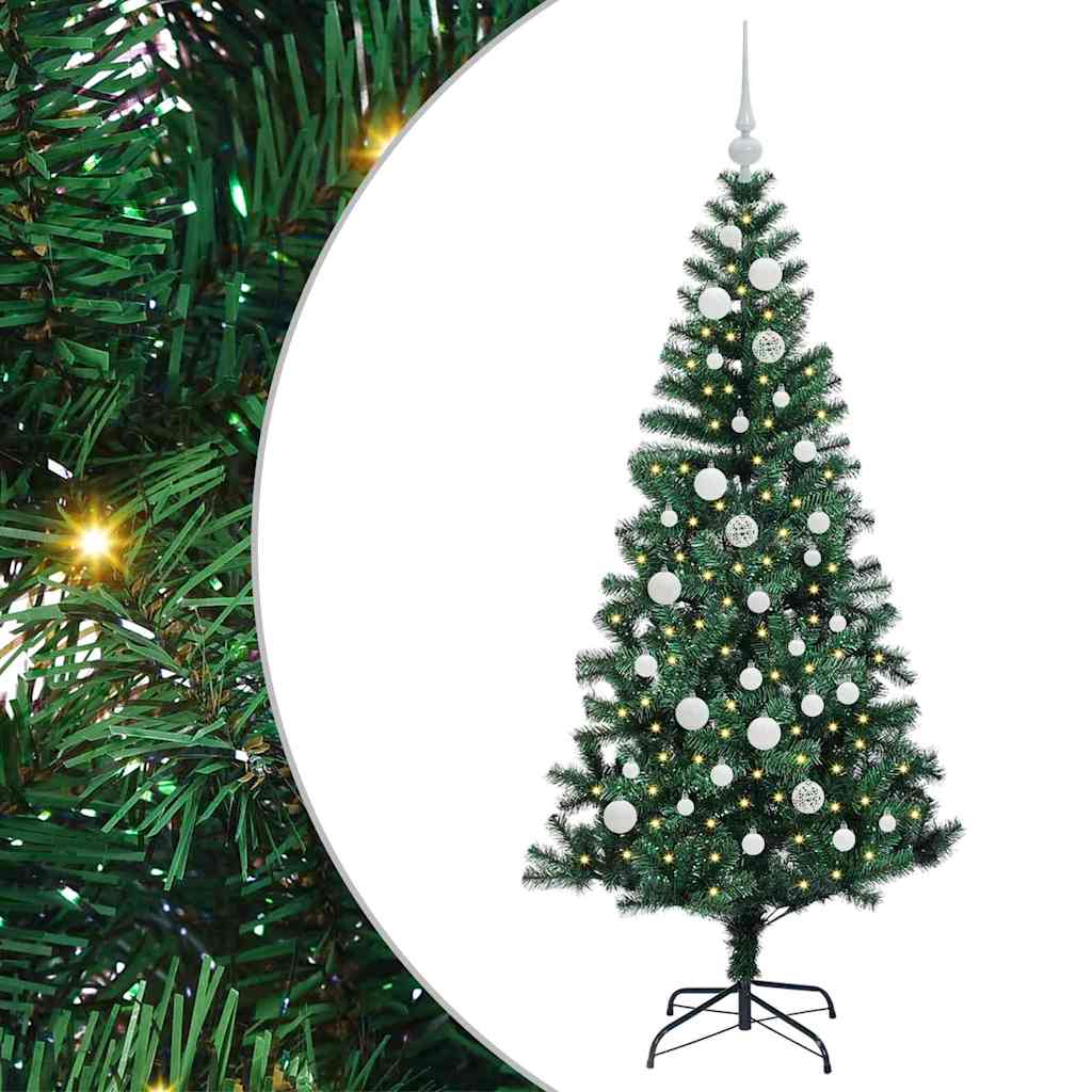 Vidaxl kunstmatig voorverlicht kerstboom groen 150 cm pvc en metaal
