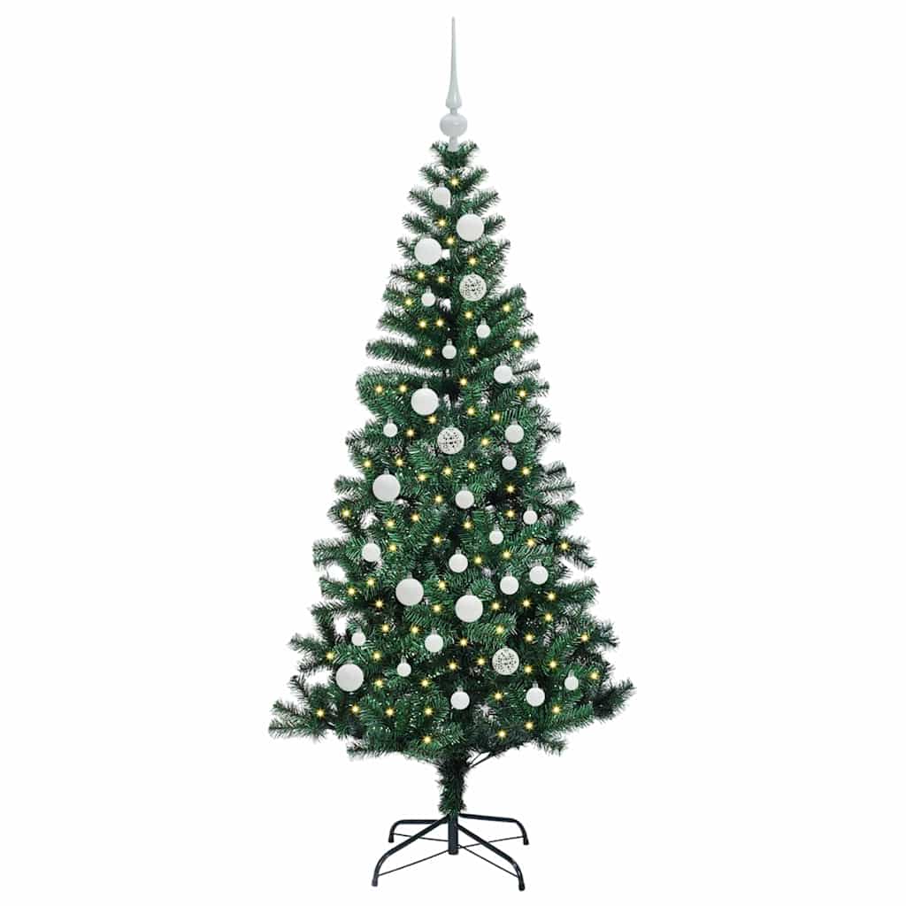 Vidaxl kunstmatig voorverlicht kerstboom groen 150 cm pvc en metaal