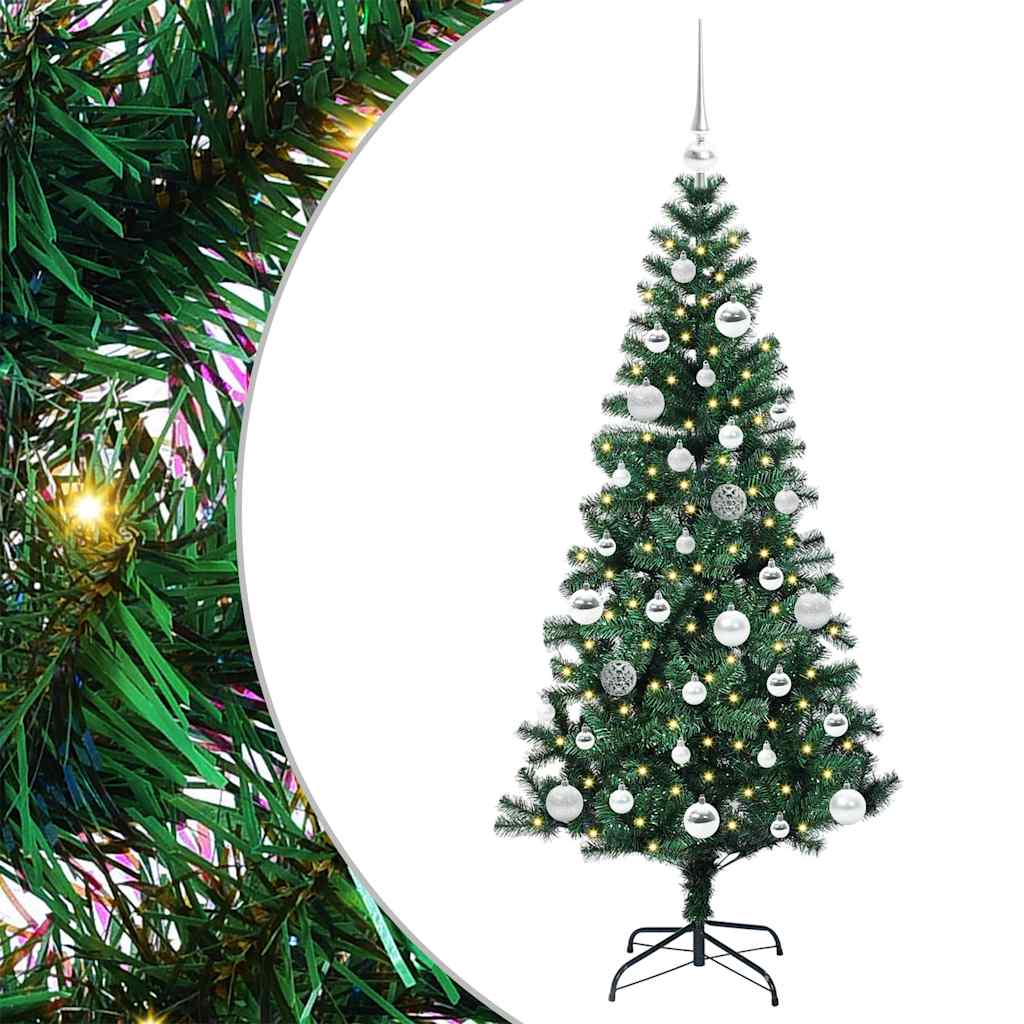 Vidaxl kunstmatig voorverlicht kerstboom groen 150 cm pvc en metaal