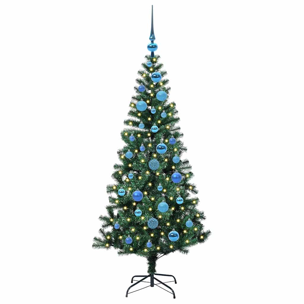 Vidaxl kunstmatig voorverlicht kerstboom groen 150 cm pvc en metaal
