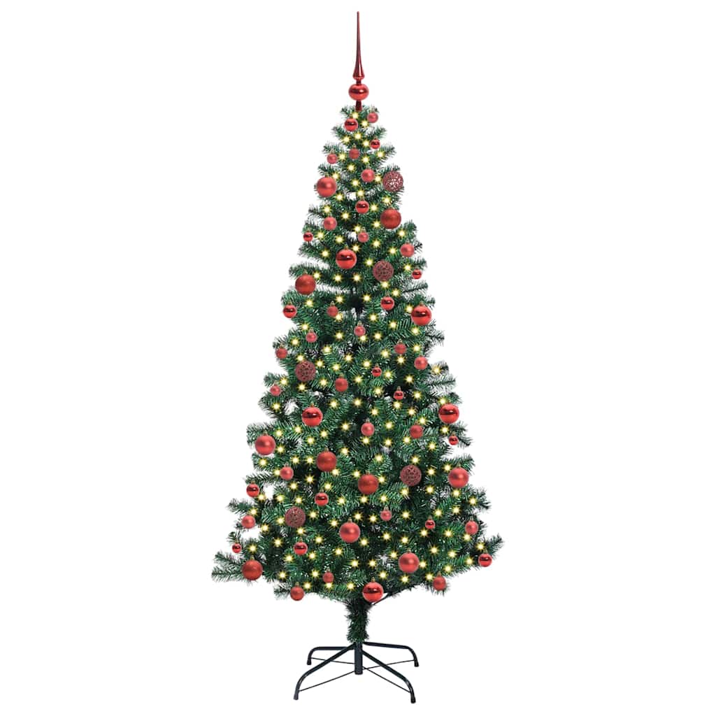 Vidaxl kunstmatig voorverlicht kerstboom groen 180 cm pvc en metaal