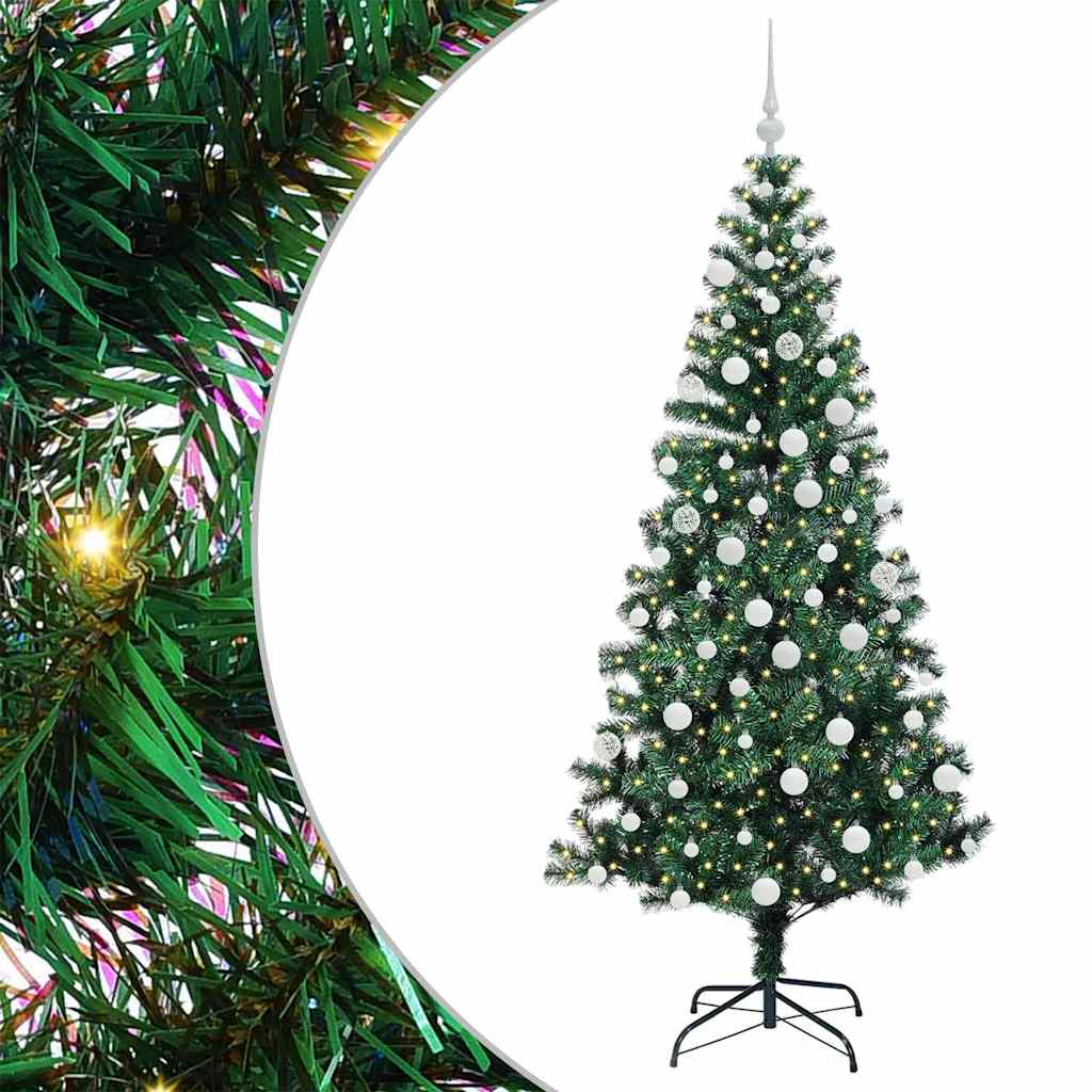 Vidaxl kunstmatig voorverlicht kerstboom groen 180 cm pvc en metaal