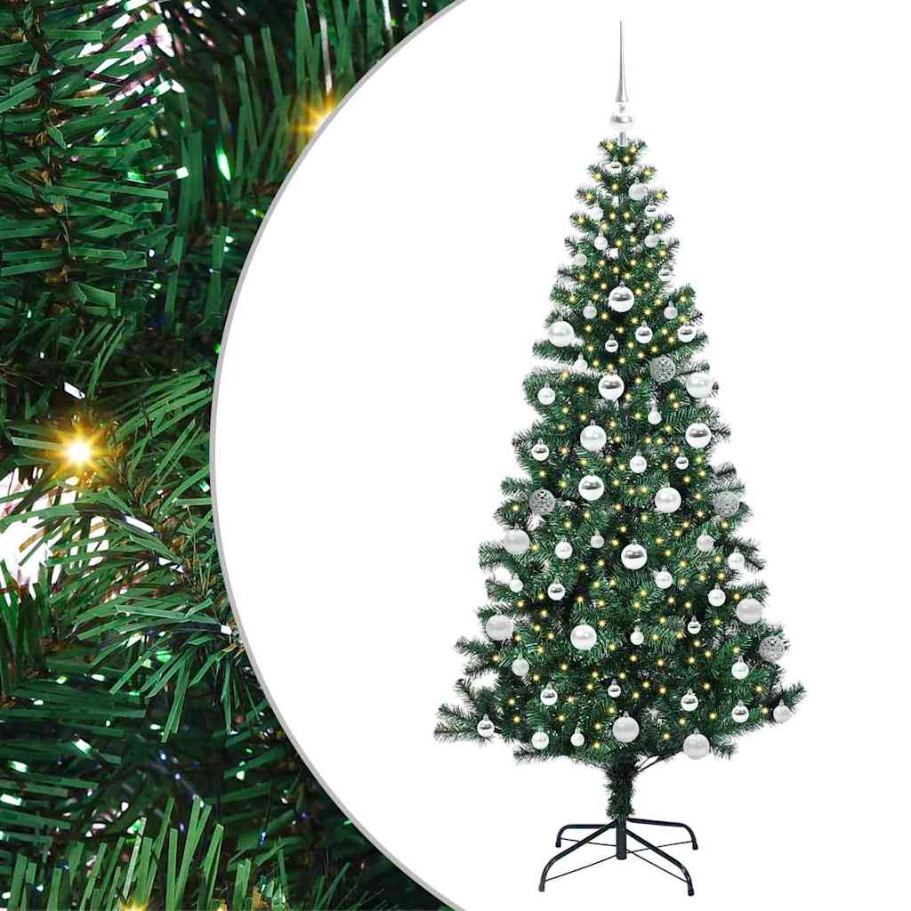 Vidaxl kunstmatig voorverlicht kerstboom groen 180 cm pvc en metaal