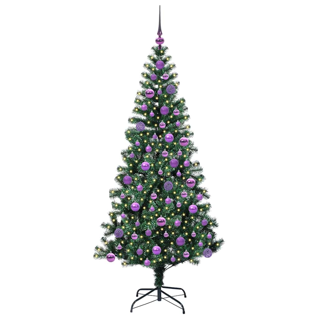 Vidaxl kunstmatig voorverlicht kerstboom groen 180 cm pvc en metaal
