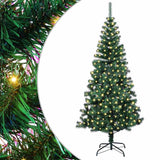 Vidaxl kunstmatig voorverlicht kerstboom groen 210 cm pvc en metaal