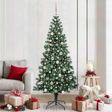 Vidaxl kunstmatig voorverlicht kerstboom groen 210 cm pvc en metaal
