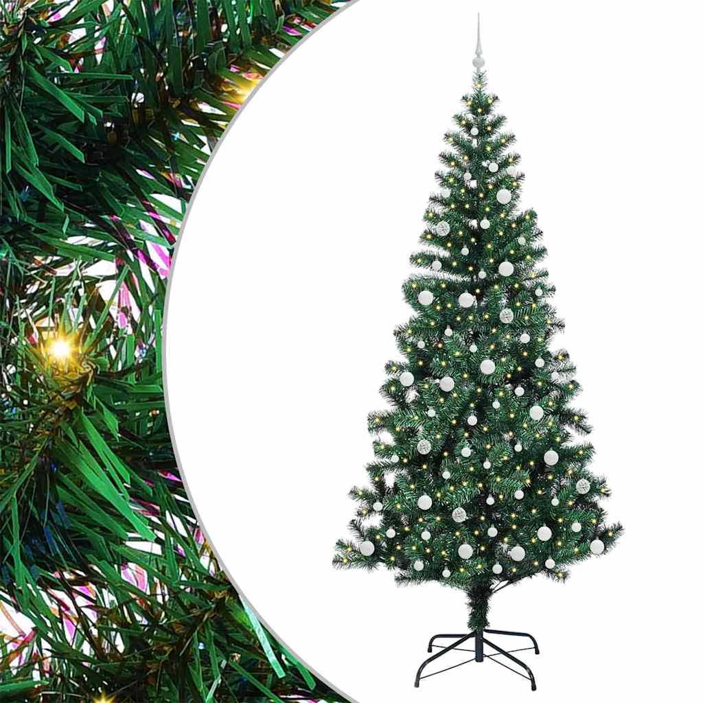 Vidaxl kunstmatig voorverlicht kerstboom groen 240 cm pvc en metaal