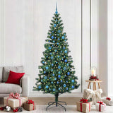 Vidaxl kunstmatig voorverlicht kerstboom groen 240 cm pvc en metaal