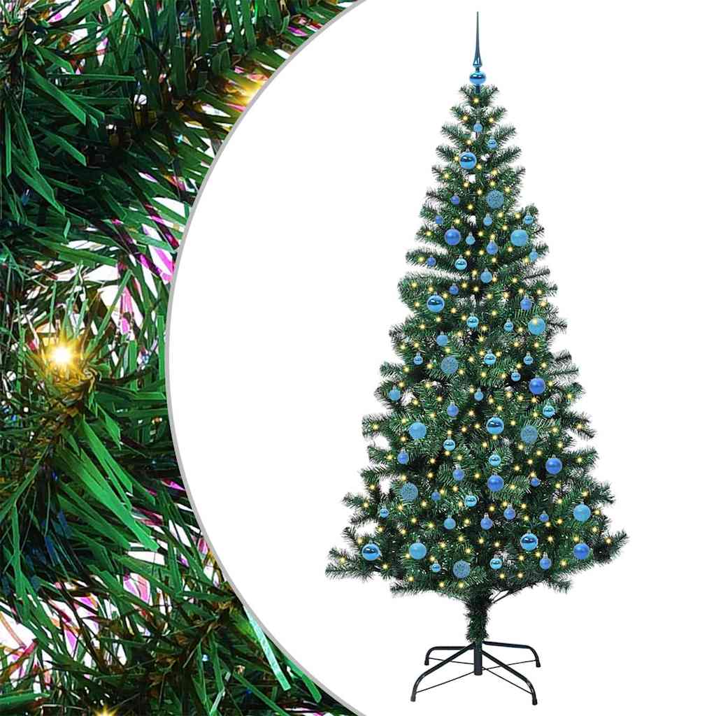 Vidaxl kunstmatig voorverlicht kerstboom groen 240 cm pvc en metaal