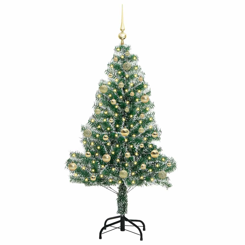 Vidaxl kunstmatige kerstboom sneeuw gevlochten met led licht 150 cm