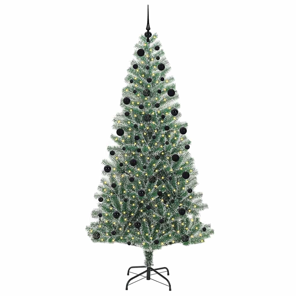 Vidaxl kunstmatige kerstboom sneeuw gevlochten met led licht 210 cm