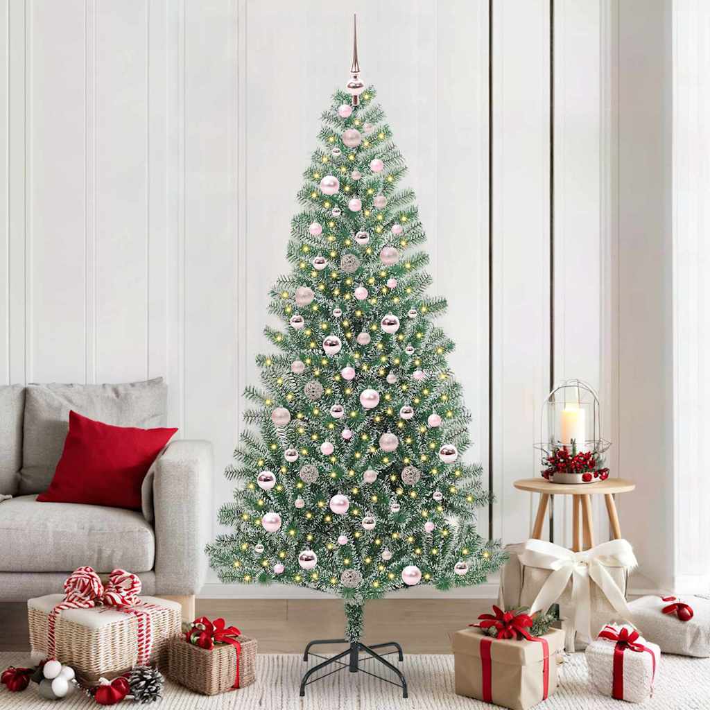 Vidaxl kunstmatige kerstboom sneeuw gevlochten met led licht 210 cm