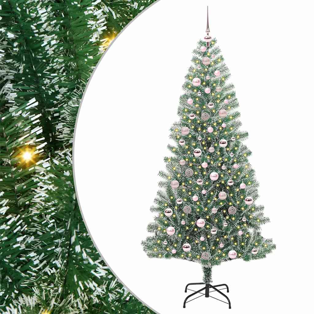 Vidaxl kunstmatige kerstboom sneeuw gevlochten met led licht 210 cm