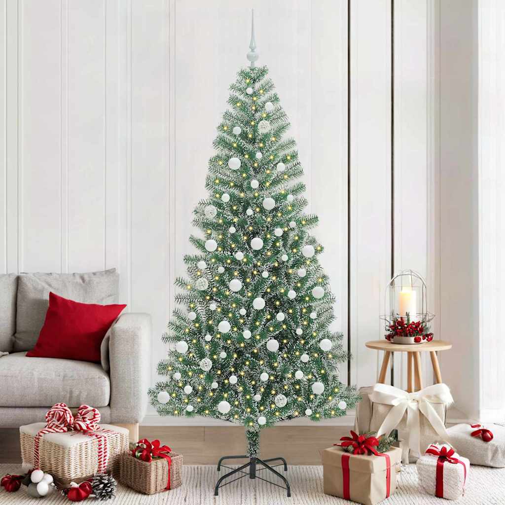 Vidaxl kunstmatige kerstboom sneeuw gevlochten met led licht 210 cm