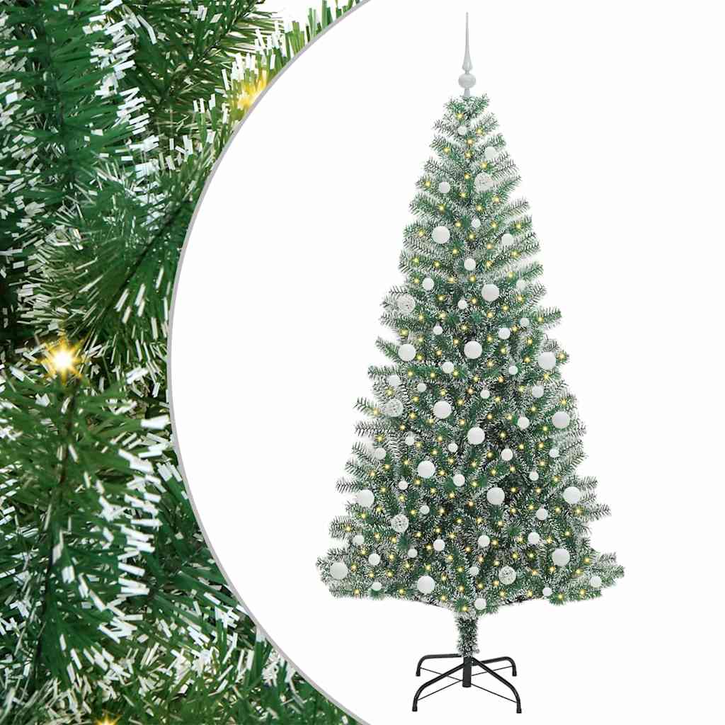 Vidaxl kunstmatige kerstboom sneeuw gevlochten met led licht 210 cm