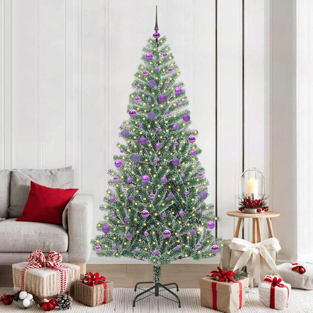 Vidaxl kunstmatige kerstboom sneeuw gevlochten met led licht 210 cm
