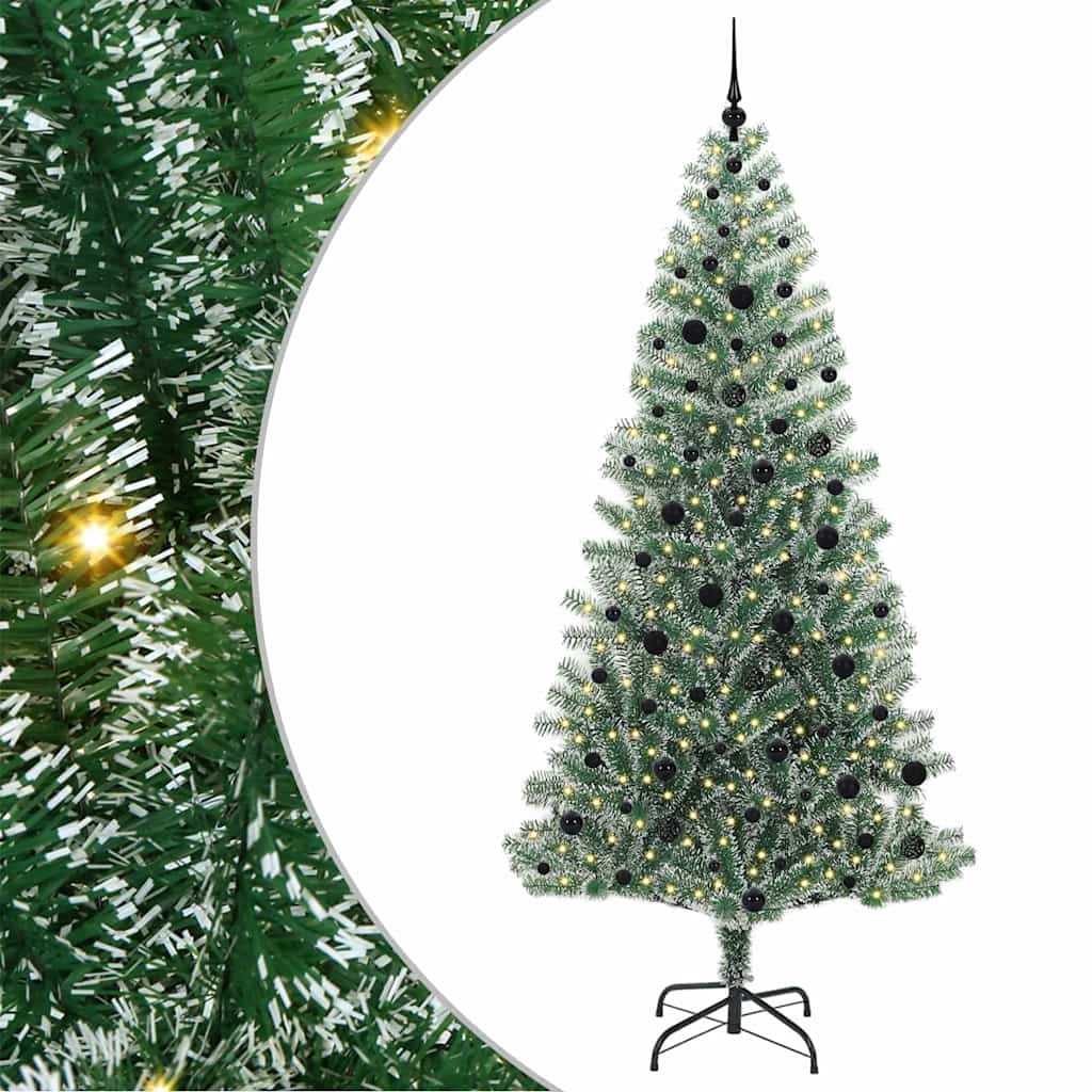 Vidaxl kunstmatige kerstboom sneeuw gevlochten met led licht 240 cm