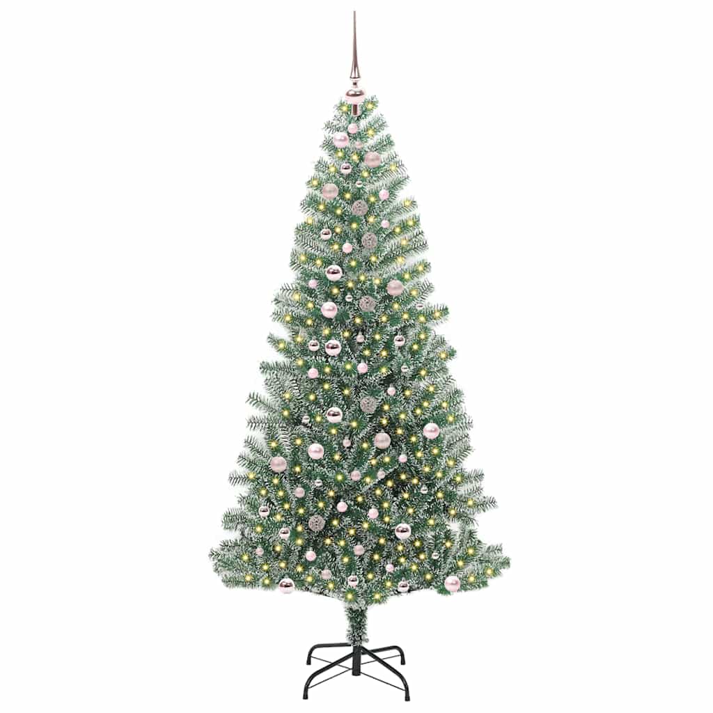 Vidaxl kunstmatige kerstboom sneeuw gevlochten met led licht 240 cm