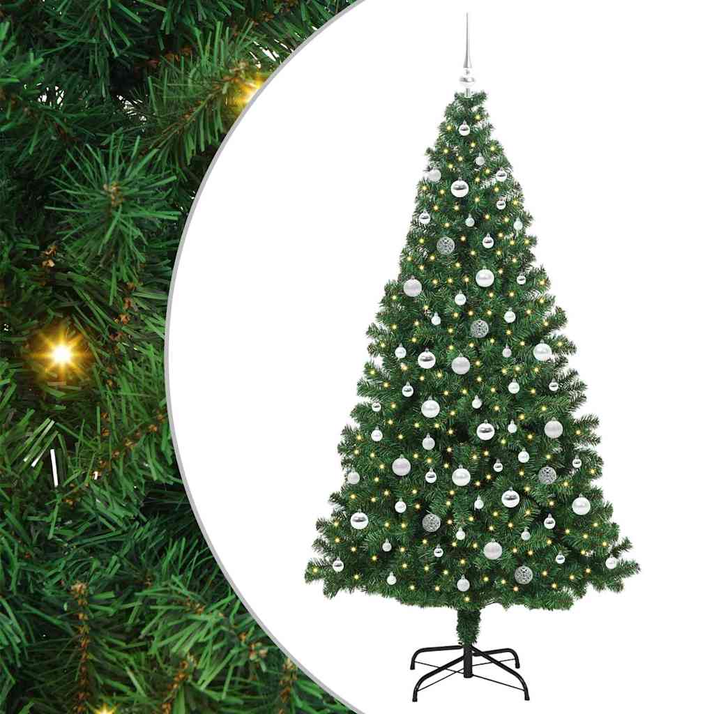 Vidaxl kunstkerstboom groen 210 cm pvc en staal en kunststof