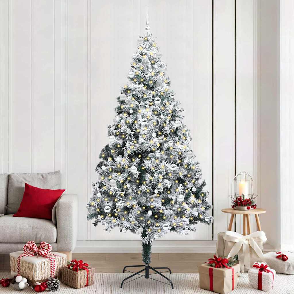 Vidaxl kunstkerstboom met 300 led wit 240 cm pvc en staal en kunststof