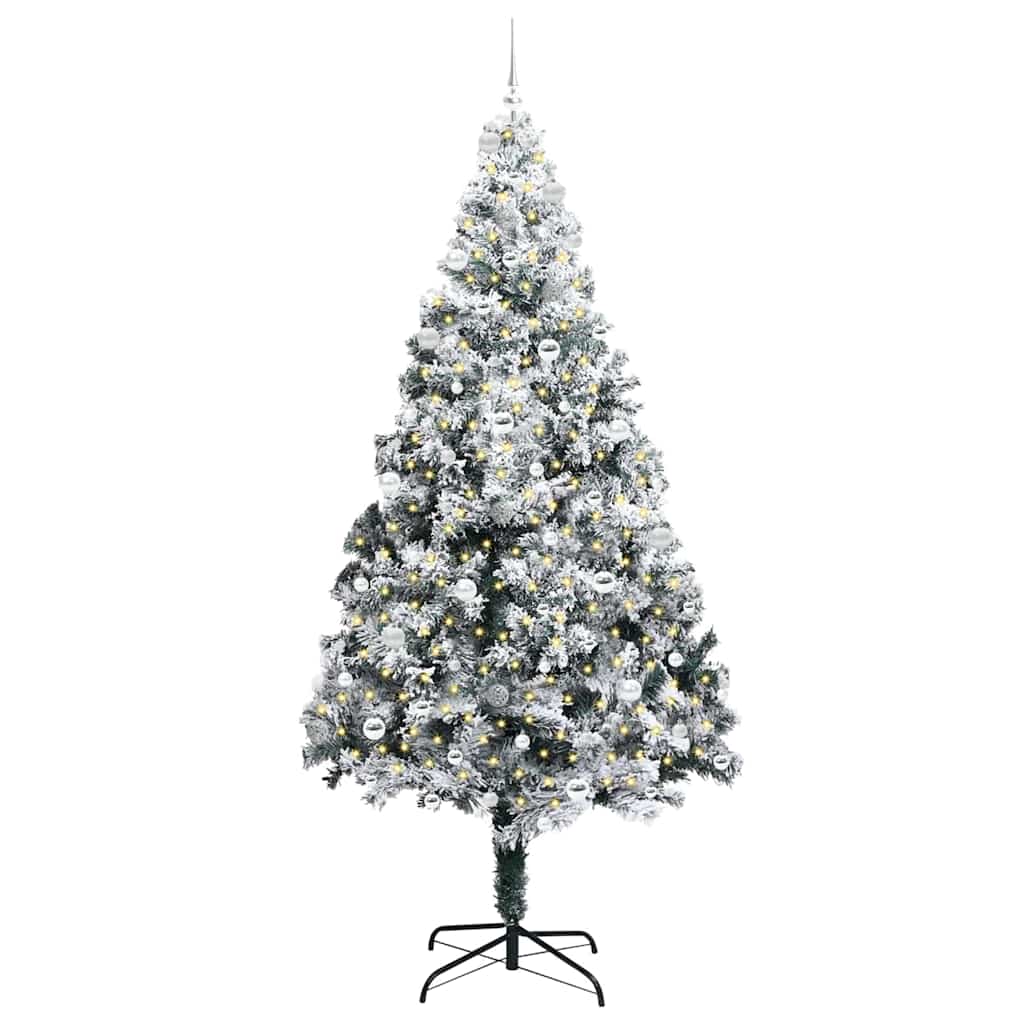 Vidaxl kunstkerstboom met 300 led wit 240 cm pvc en staal en kunststof