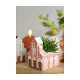 Idéer 4 årstider cement kirke urtepotte 10,3x8,7xh.11,4cm pink