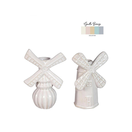 Idéer 4 årstider vase vindmølle h15,5cm 2 akslet creme sand