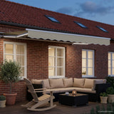 Vidaxl handmatige luifelhouder met led's crème en wit 2,5 x 2 m
