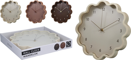 Wandklok flower 30cm 3 assorti