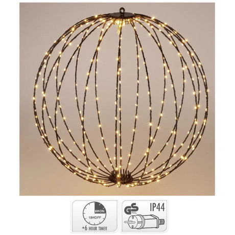 Overige merken led bol 320 led #039;s 50 cm warm wit zwart