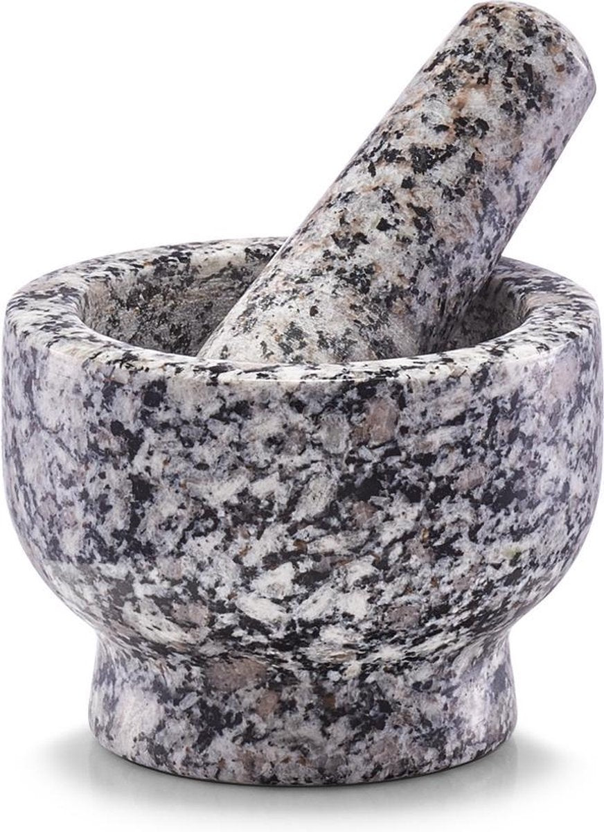 Umærket sans marque morter med støder granitgrå d9 x h6,5 cm - krydderikværn - krydderikværn