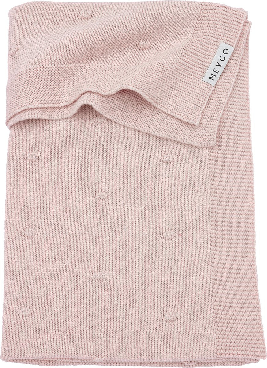 Meyco baby mini knots krybbetæppe - blød pink - 100x150cm - 1,0 tom