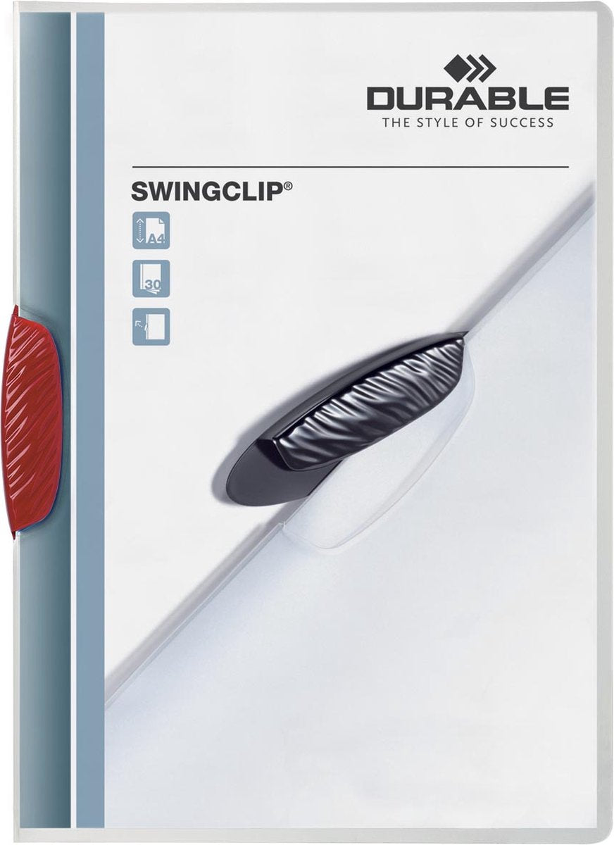 Slidstærk clipsmappe gyngeclips, a4, pp, med clips, rød