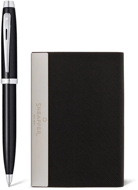 Sheaffer kuglepen gavesæt - 100 g9338 - blank sort lak forkromet - med visitkortholder - sf-g2933851-3