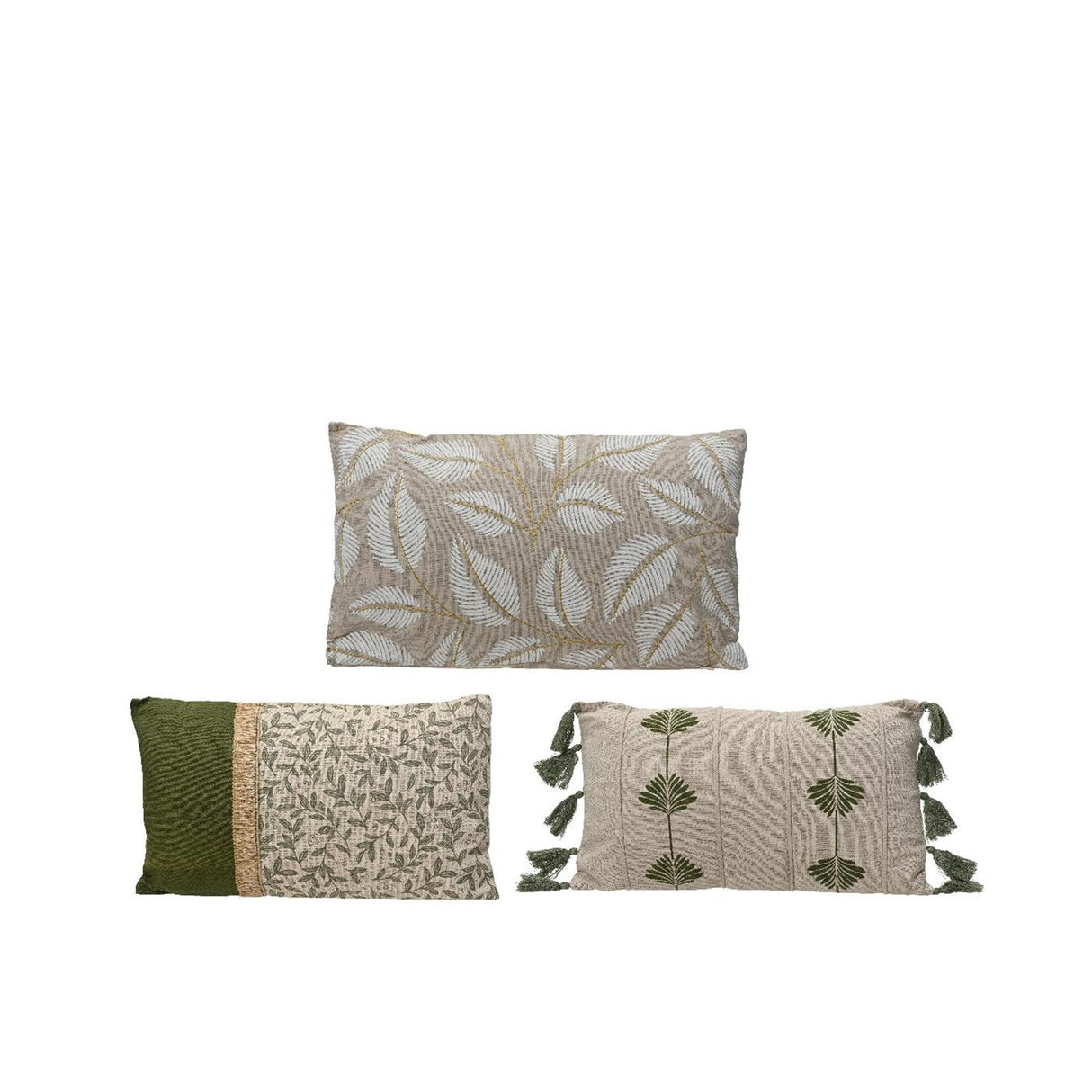 Decoris pude med print beige polyester bomuld 3x30x50cm 3 assorteret