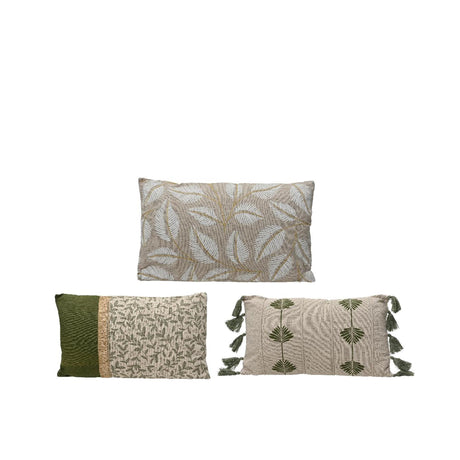 Decoris pude med print beige bomuld 30x50cm