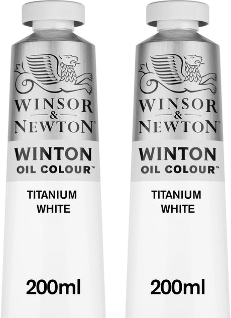 Winsor Newton Winton 1490699 oliefarvesæt – titanium hvid – 2x 200 ml – højdækkende kunstnermaling – til malerstudie