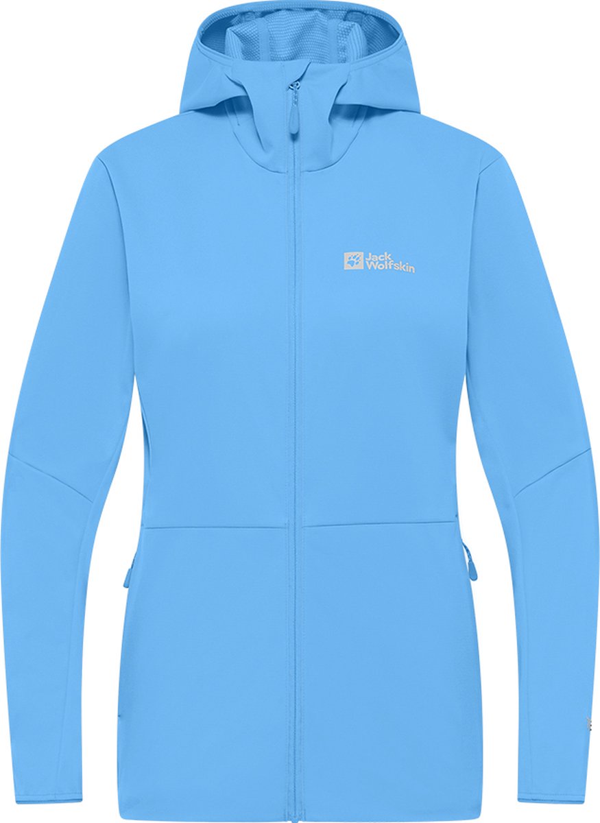 Jack wolfskin feldberg hættetrøje mellemblå softshell jakke kvinder