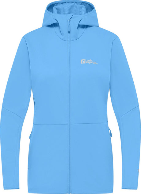 Jack wolfskin feldberg hættetrøje mellemblå softshell jakke kvinder
