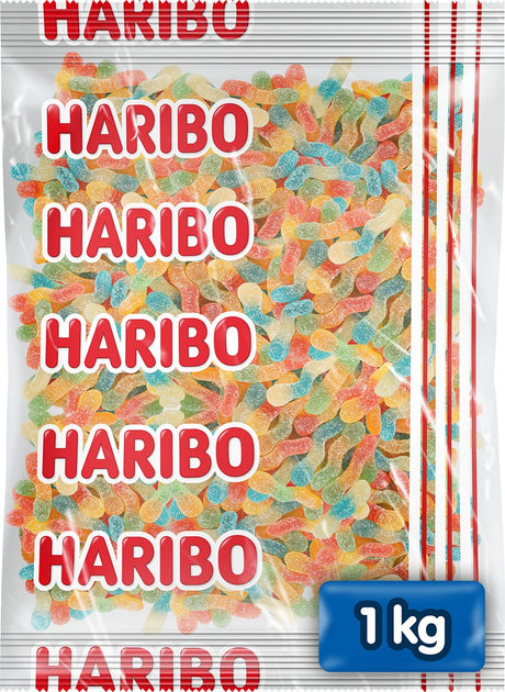 Haribo regnbueorme - surt slik i frugtsmag - 1 kg pose